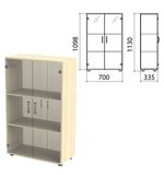 Шкаф закрытый со стеклом "Канц", 700х335х1130 мм, цвет дуб молочный (КОМПЛЕКТ)