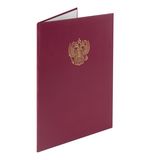 Папка адресная бумвинил бордовый, "Герб России", формат А4, STAFF, 129576