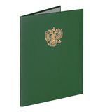 Папка адресная бумвинил зеленый, "Герб России", формат А4, STAFF, 129581