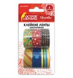 Клейкие ленты 15 мм х 5 м, декоративные, ОСТРОВ СОКРОВИЩ, комплект 6 шт., ассорти №2, блистер, 227272