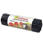 Мешки для мусора 30 л, черные в рулоне 20 шт., ПНД, 5 мкм, 47х55 см (±5%), эконом, ЛЮБАША