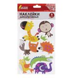 Наклейки из EVA ЗВЕРЯТА, 8 штук, ассорти, ОСТРОВ СОКРОВИЩ, 661460
