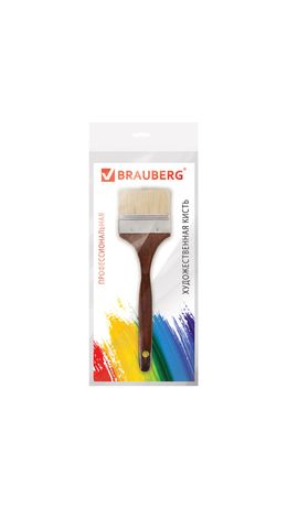 Кисть художественная профессиональная BRAUBERG ART, щетина, флейц, № 50, короткая руч