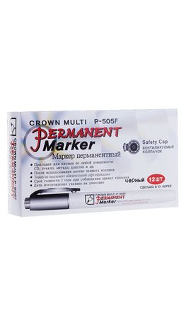 Маркер перманентный (нестираемый) CROWN "Multi Marker Super Slim", тонкий, 1мм, черный, P-505F