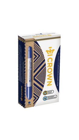 Маркер перманентный CROWN "Multi Marker Twin", двухсторонний, круглый, 2мм/1мм, черный, P-800W