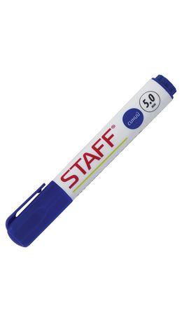 Маркер для доски STAFF, СИНИЙ, с клипом, круглый наконечник 5 мм, 151492