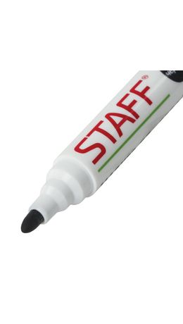 Маркер для доски STAFF, ЧЕРНЫЙ, с клипом, круглый наконечник 5 мм, 151491
