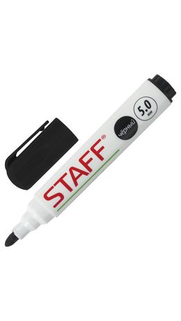 Маркер для доски STAFF, ЧЕРНЫЙ, с клипом, круглый наконечник 5 мм, 151491