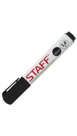 Маркер для доски STAFF, ЧЕРНЫЙ, с клипом, круглый наконечник 5 мм, 151491