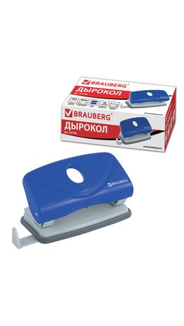 Дырокол BRAUBERG "Original", до 10 листов, синий, 227785