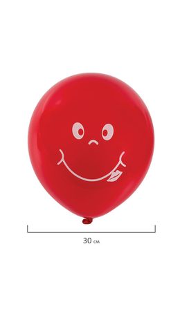 Шары воздушные ЗОЛОТАЯ СКАЗКА, 12"(30см), КОМПЛЕКТ 50 штук, ассорти 10 цветов, с рисунком "Смайл", пакет, 105007