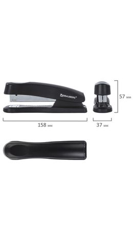Степлер №24/6, 26/6 BRAUBERG "Standard+", до 30 листов, полнозагрузочный,черный, 228606