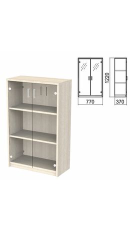 Шкаф закрытый со стеклом "Арго", 770х370х1220 мм, ясень шимо (КОМПЛЕКТ)