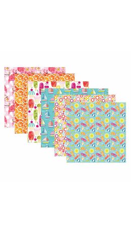 Цветная WASHI-бумага для скрапбукинга и декора ЛЕТО, 15*15см, самоклеящаяся, 12 листов, 6 дизайнов, ОСТРОВ СОКРОВИЩ, 661720