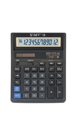 Калькулятор STAFF настольный STF-777, 12 разрядов, двойное питание, 210x165мм, ЧЕРНЫЙ