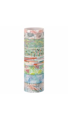 Клейкие WASHI-ленты для скрапбукинга и декора бумажные, "Микс №1", 15 мм * 3 м, 7 цветов, комплект, ОСТРОВ СОКРОВИЩ, 661709