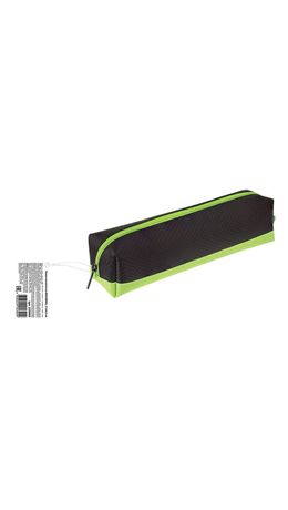 Пенал-косметичка BRAUBERG, полиэстер, Black&Bright, черно-зеленый, 21х5х5 см, код_1С, SWB-160659