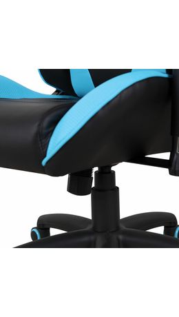 Кресло компьютерное BRABIX "GT Master GM-110", две подушки, экокожа, черное/голубое, 531928