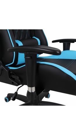Кресло компьютерное BRABIX "GT Master GM-110", две подушки, экокожа, черное/голубое, 531928