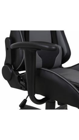 Кресло компьютерное BRABIX "GT Racer GM-100", две подушки, экокожа, черное/серое, 531926