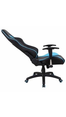 Кресло компьютерное BRABIX "GT Master GM-110", две подушки, экокожа, черное/голубое, 531928