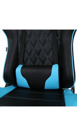 Кресло компьютерное BRABIX "GT Master GM-110", две подушки, экокожа, черное/голубое, 531928