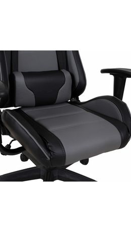 Кресло компьютерное BRABIX "GT Racer GM-100", две подушки, экокожа, черное/серое, 531926