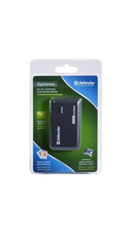 Картридер DEFENDER OPTIMUS USB 2.0, порты SD/MMC, TF, M2, MC, CF, XD, 83501