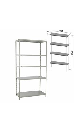 Стеллаж металлический BRABIX "MS Plus-200/50-5", (в2000*ш1000*г500мм), 5 полок, регулируемые опоры, 291110, S241BR165502