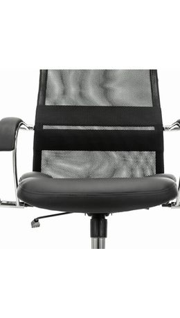 Кресло офисное BRABIX PREMIUM "Stalker EX-608 CH", хром, ткань-сетка/кожзам, черное, 532091