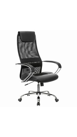 Кресло офисное BRABIX PREMIUM "Stalker EX-608 CH", хром, ткань-сетка/кожзам, черное, 532091