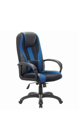 Кресло компьютерное BRABIX PREMIUM "Rapid GM-102", НАГРУЗКА 180кг, экокожа/ткань, черное с синими вставками, 532106