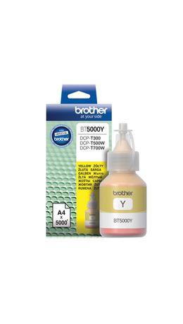 Чернила BROTHER (BT-5000Y) для СНПЧ Brother DCP-T500W\T700W\T300, желтые, ресурс 5000 стр., оригинальные, BT5000Y