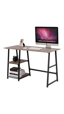 Стол на металлокаркасе BRABIX "LOFT CD-006" (ш1200*г500*в730мм), 2 полки, цвет морёный дуб, 641224