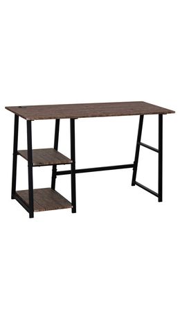 Стол на металлокаркасе BRABIX "LOFT CD-006" (ш1200*г500*в730мм), 2 полки, цвет морёный дуб, 641224