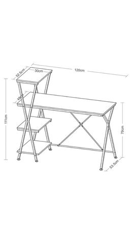 Стол на металлокаркасе BRABIX "LOFT CD-004" (ш1200*г535*в1110мм), 3 полки, цвет дуб антик, 641219