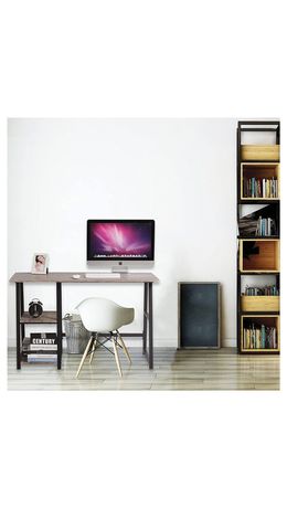 Стол на металлокаркасе BRABIX "LOFT CD-006" (ш1200*г500*в730мм), 2 полки, цвет морёный дуб, 641224