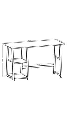 Стол на металлокаркасе BRABIX "LOFT CD-006" (ш1200*г500*в730мм), 2 полки, цвет дуб антик, 641225