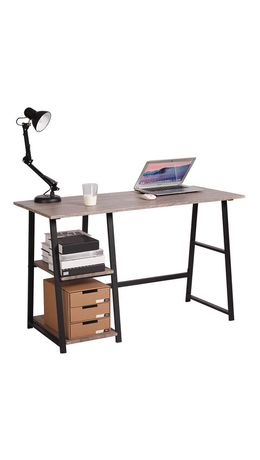 Стол на металлокаркасе BRABIX "LOFT CD-006" (ш1200*г500*в730мм), 2 полки, цвет морёный дуб, 641224