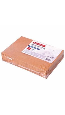 Конверты С6 (114х162 мм) КРАФТ, клей, 90 г/м2, КОМПЛЕКТ 50 шт., треугольный клапан, BRAUBERG, 112363, С6НКж-50
