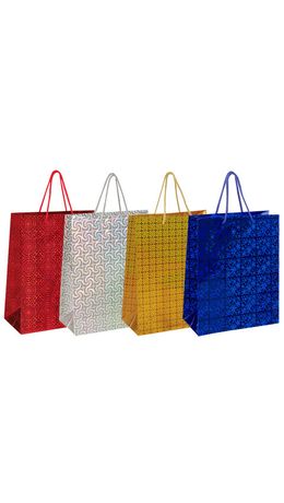 Пакет подарочный 26x12,7x32,4 см, ЗОЛОТАЯ СКАЗКА голография, ассорти 4 цвета, 606607