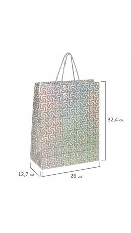 Пакет подарочный 26x12,7x32,4 см, ЗОЛОТАЯ СКАЗКА голография, ассорти 4 цвета, 606607
