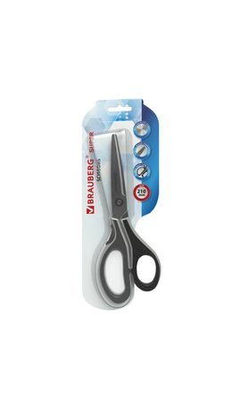 Ножницы BRAUBERG SUPER, 210 мм, серо-черные, 2-х сторонняя заточка, 237296
