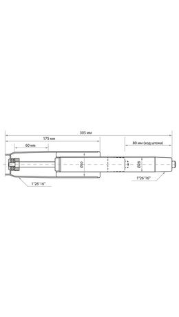 Газ-лифт BRABIX A-80 суперкороткий, черный, длина в открытом виде 305 мм., d50 мм., к, 532000