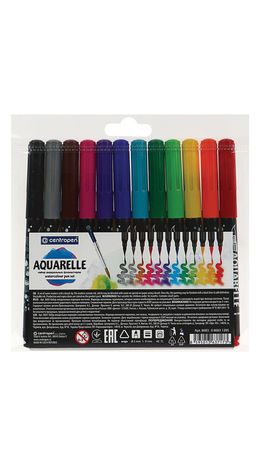 Маркеры-кисти акварельные 12 ЦВЕТОВ CENTROPEN "Aquarelle", линия письма 1-9 мм, 8683/12ET, 6 8683 1201