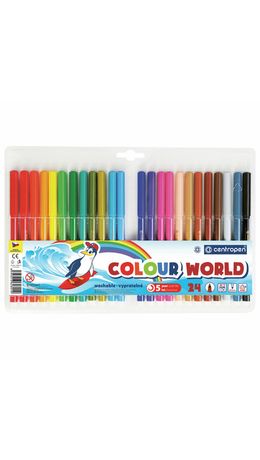 Фломастеры 24 ЦВЕТА CENTROPEN "Colour World", трехгранные, смываемые, вентил.колпачок, 7550/24TP, 7 7550 2484