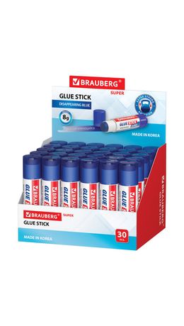 Клей-карандаш BRAUBERG SUPER, 8 г, обесцвечивающийся после высыхания, 229544