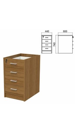Тумба (каркас БЕЗ КРЫШКИ) пристав."Арго" (ш440*г600*в740 мм), 4 ящика, замок, орех, АТ-07, ш/к34068