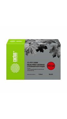 Картридж струйный CACTUS (CS-PFI120BK) для Canon imagePROGRAF TM-200/TM-205/TM-300, черный, 130 мл