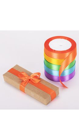 Лента атласная ширина 20 мм, набор 5 цветов по 23 м, BRAUBERG, 591504